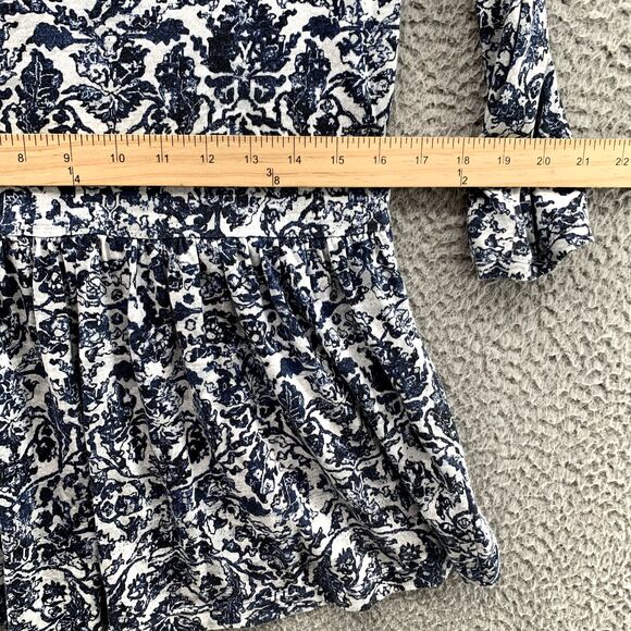 Peruvian Connection Dress Women's XS Blue Floral Mini Twee 2010 Boho Late Summer - Picture 8 of 10